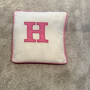 PBK Pink Initial 'H' Throw Pillow